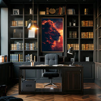 Majestic Lion Fire Art: Surreal Power Poster