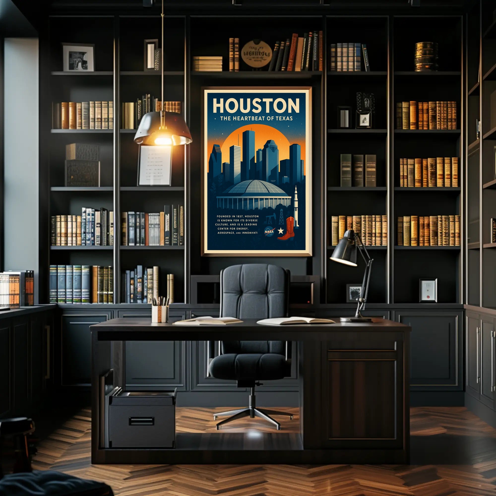 Houston Travel Poster Vintage Wall Art Print