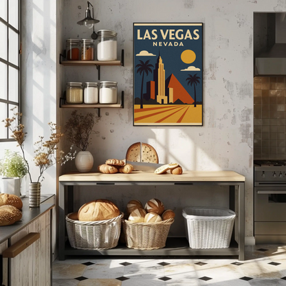 Las Vegas Nevada Geometric Retro Buildings Art Poster