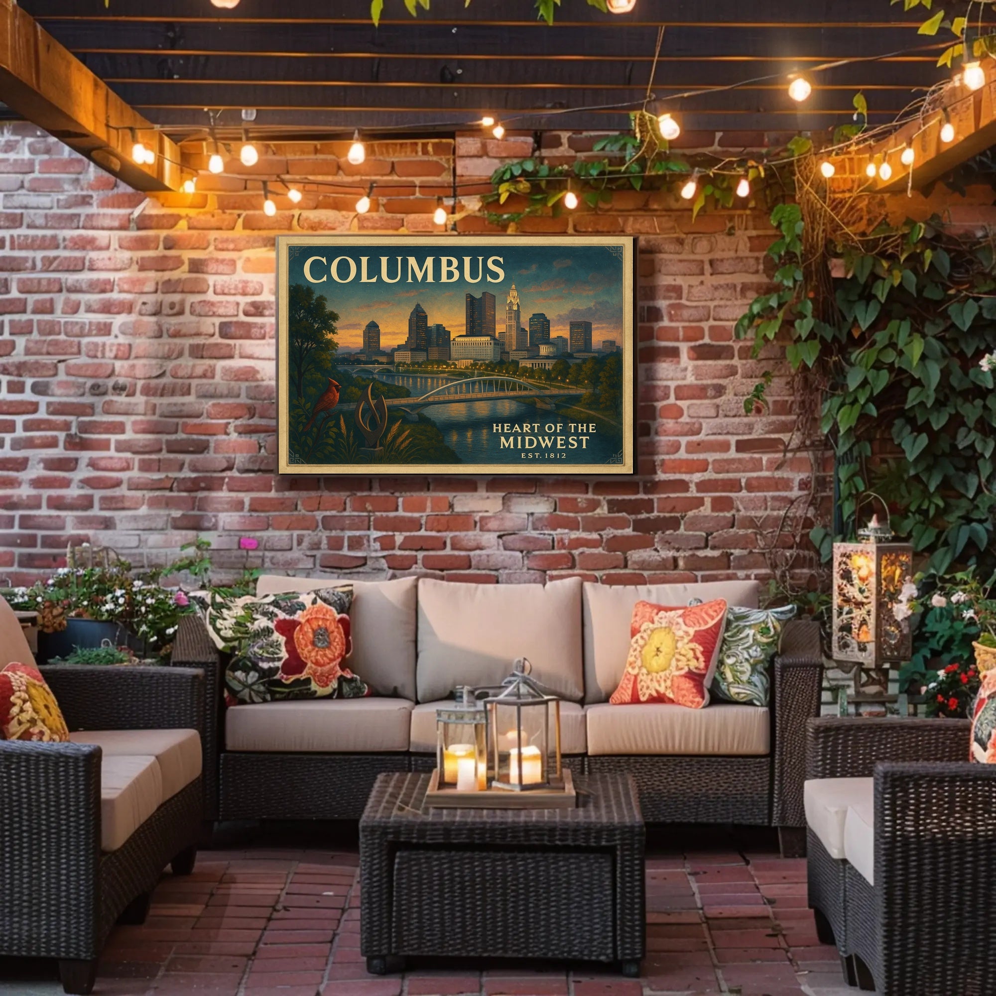 Columbus Skyline Dusk Poster Wall Art