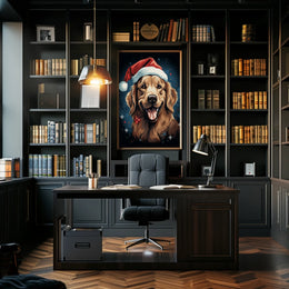 Golden Retriever Festive Christmas Poster: Cheerful Holiday Art