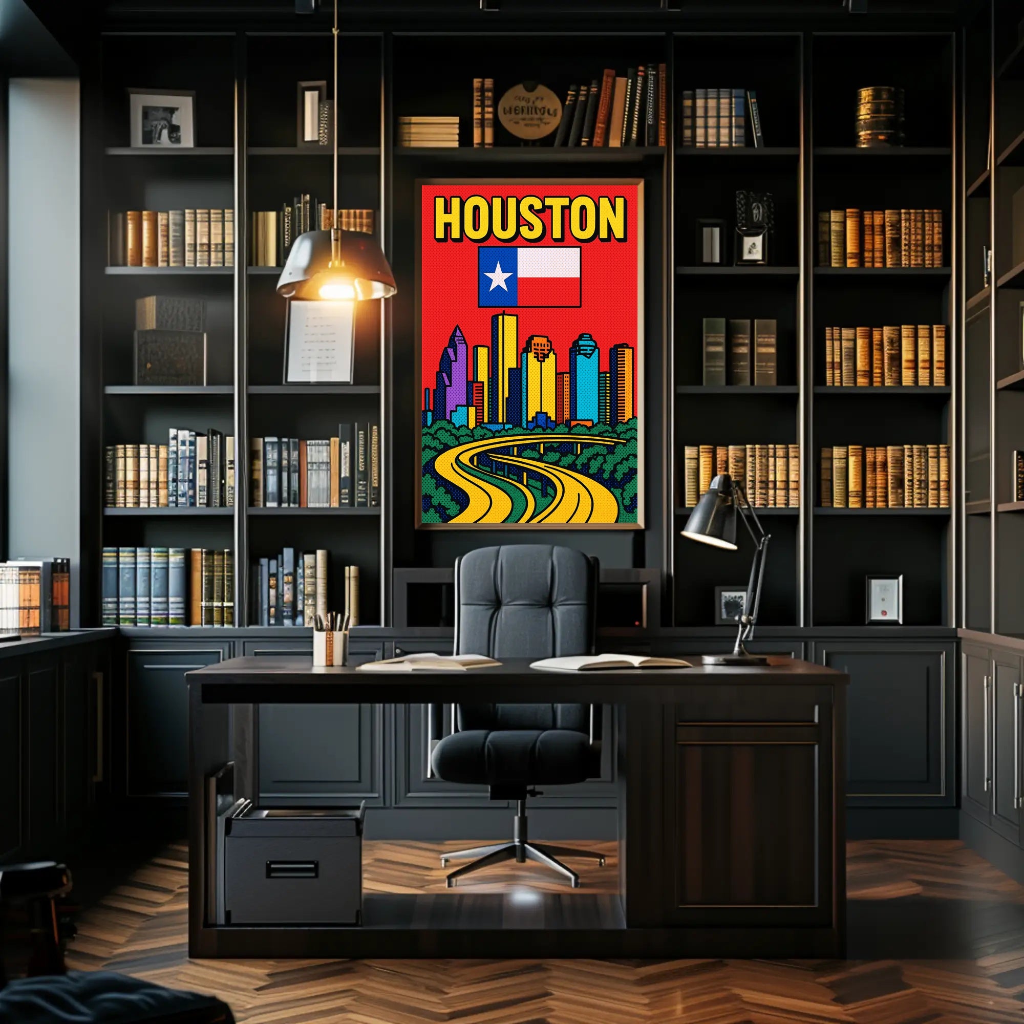 Houston Skyline Pop Art Poster PosterGoat