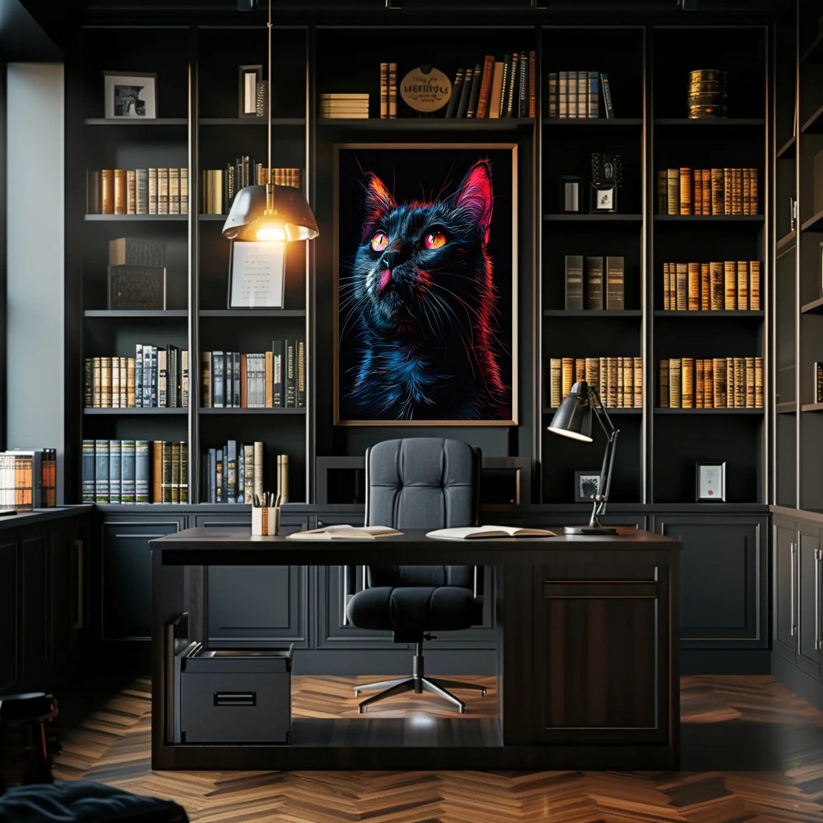 Neon Cat Portrait Poster