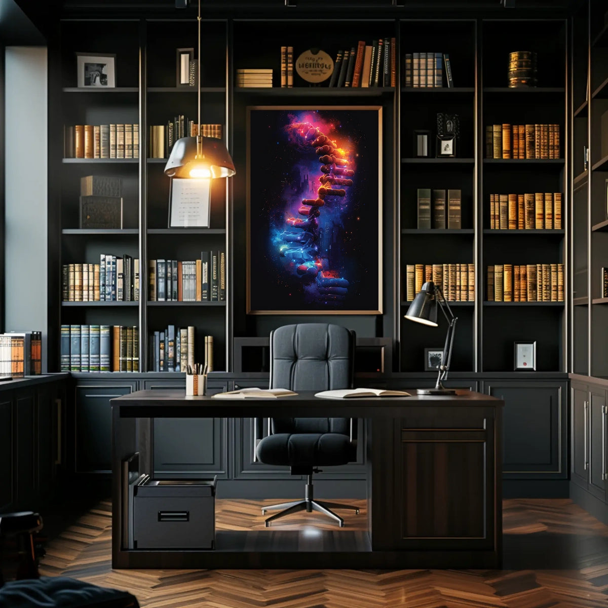 DNA Cosmos: Futuristic Art Poster of Discovery