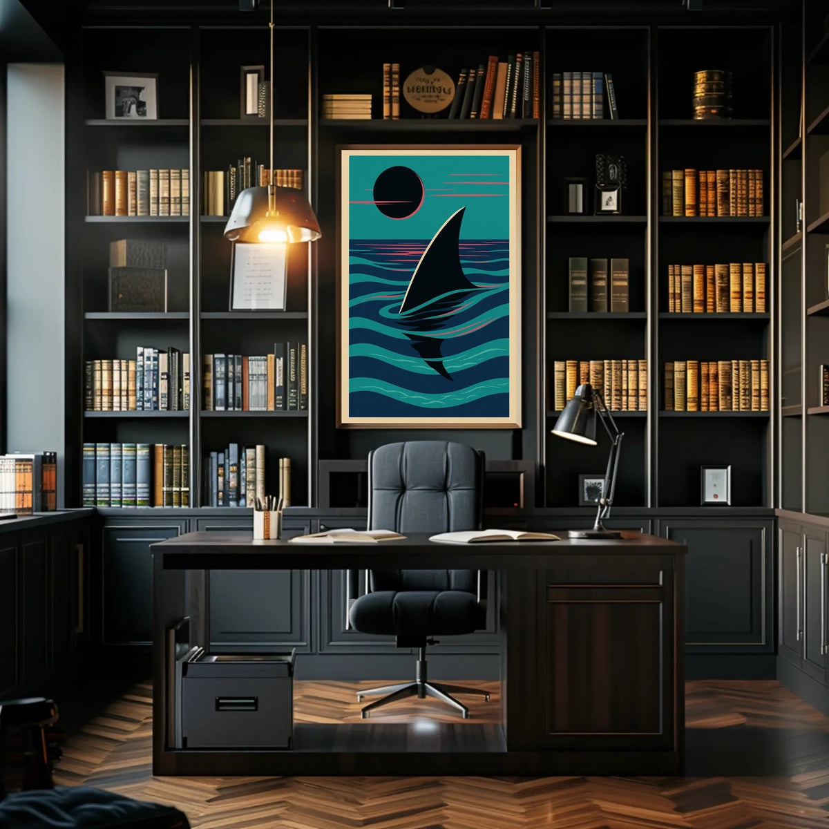 Serene Waters Shark Fin At Dusk Poster