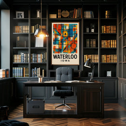 Waterloo Iowa Modern Abstract Art Poster Print