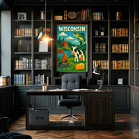 Classic Wisconsin Wildlife Agriculture Poster
