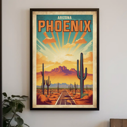 Phoenix Arizona Vintage Travel Poster Artwork