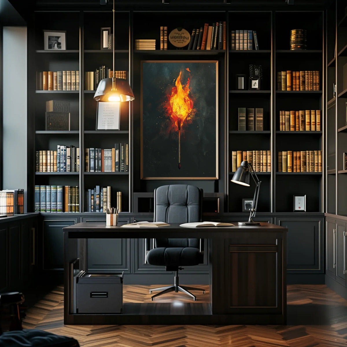 Ignite Your Space: Ablaze Matchstick Art Poster