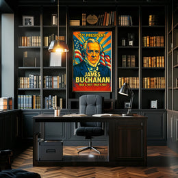 James Buchanan 15th President of the United States Colorful Comic Book Style Poster