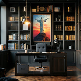 Majestic Sunset Over Christ the Redeemer Travel Poster