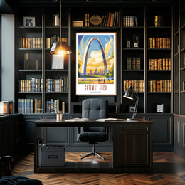 Gateway Arch Illustrated Travel Poster Print