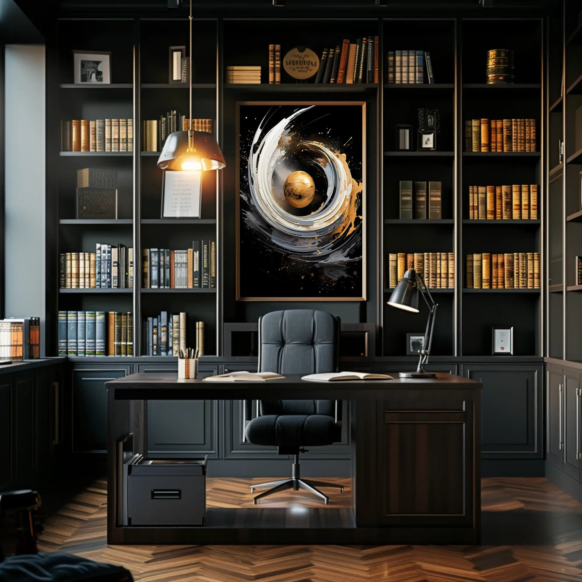 Golden Orb Abstract Art Print - Abstract Poster