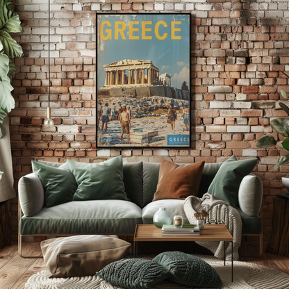 Greece Acropolis with Tourists Poster