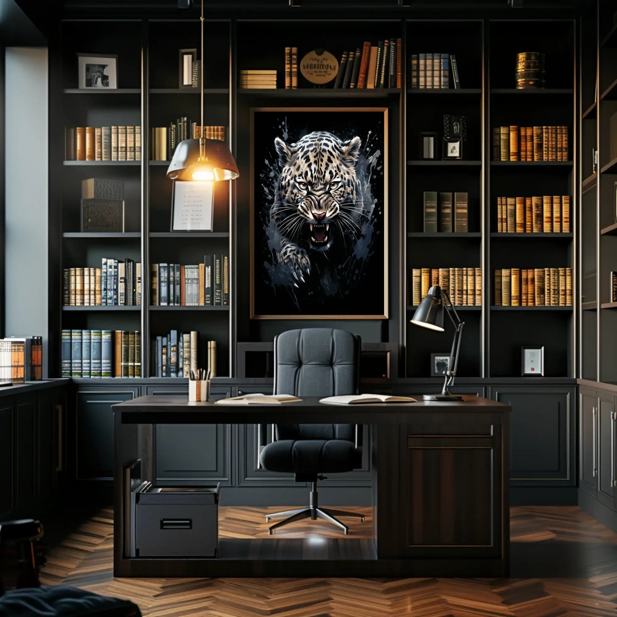 Fierce Leopard Art Poster: Dynamic Wild Energy