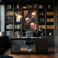 Dark Gothic Skulls and Roses Artistic Poster