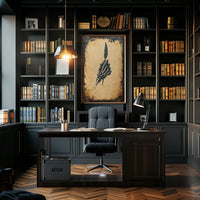 Macabre Skeleton Quill Design Art Print Poster