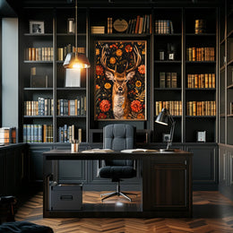 Majestic Deer Floral Wonderland Poster