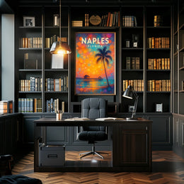 Naples Florida Sunset Poster Coastal Wall Art 18x24