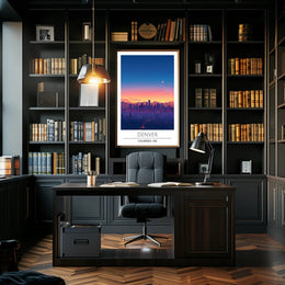 Denver Twilight Skyline Art Print - Urban or Cityscape Poster