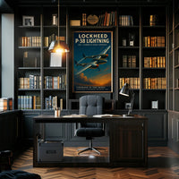 P-38 Lightning Vintage Aviation Poster Print
