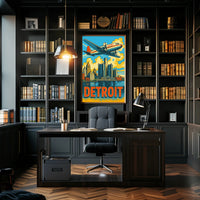 Detroit Skyline and Aviation Poster PosterGoat