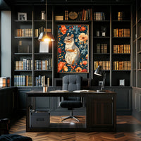 Whimsical Squirrel and Flowers Vibrant Animal Poster