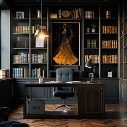 Golden Gown Celestial Woman Fantasy Art Poster