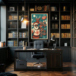 Festive North Pole Vintage Christmas Poster Art