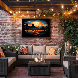 Celestial Sunset Over Desert Landscape Poster