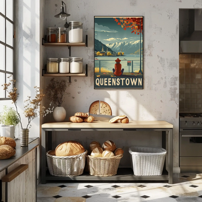 Queenstown New Zealand Lakeside Travel Poster