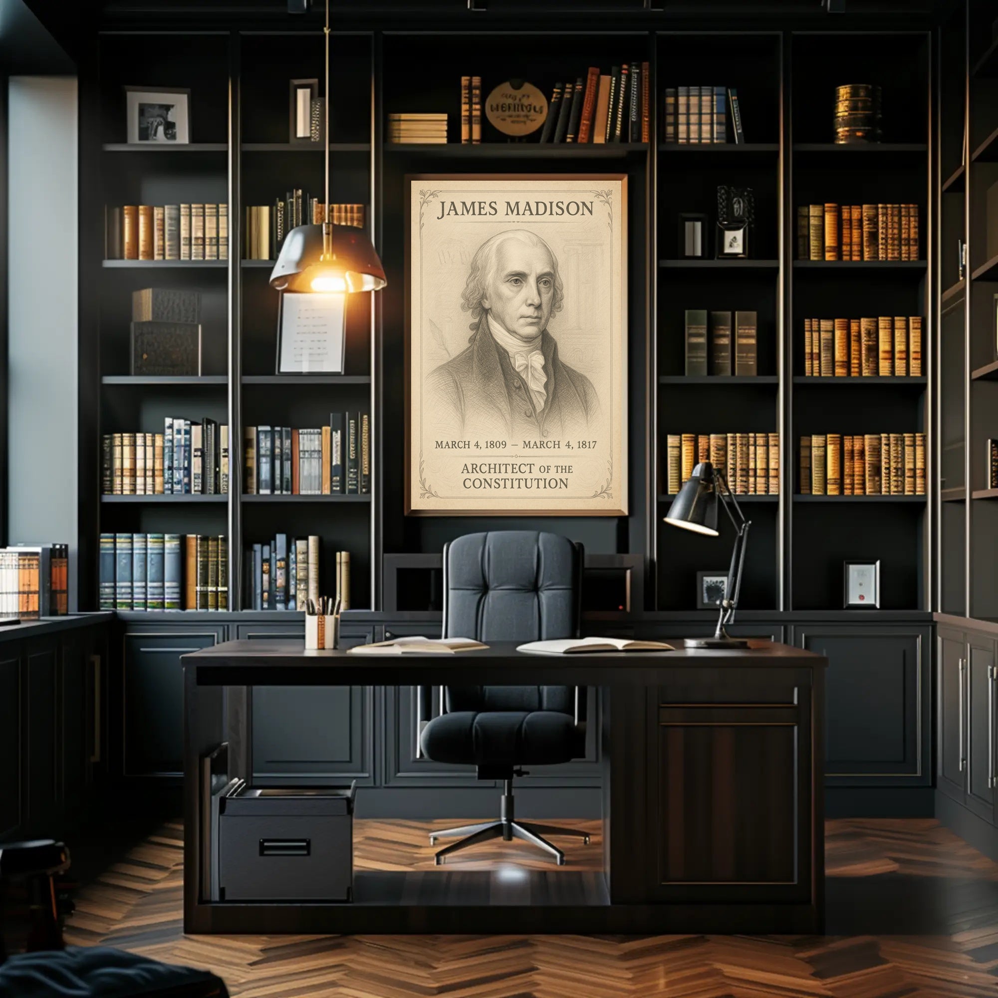 James Madison 4th President Sketch Poster Art Print PosterGoat