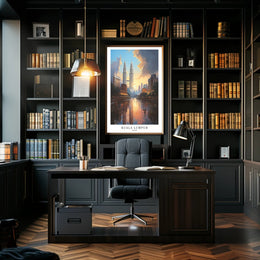 Kuala Lumpur Cityscape Art featuring Petronas Twin Towers Poster PosterGoat
