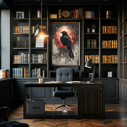 Raven Under Blood Moon Art Print Animal Poster