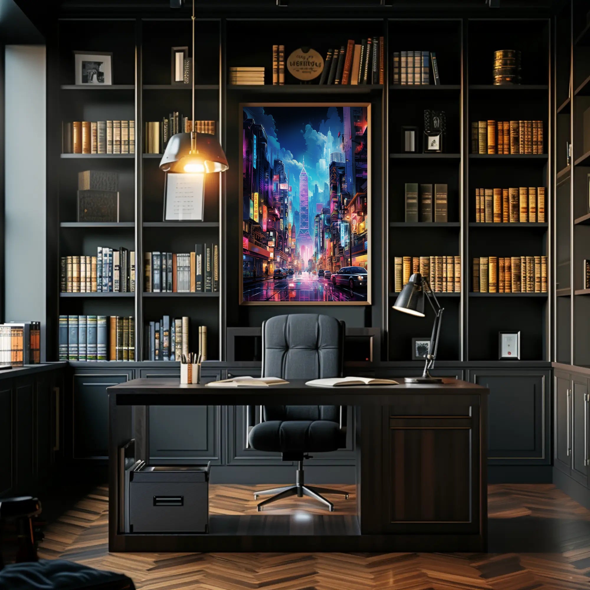 Neon Cityscape Poster