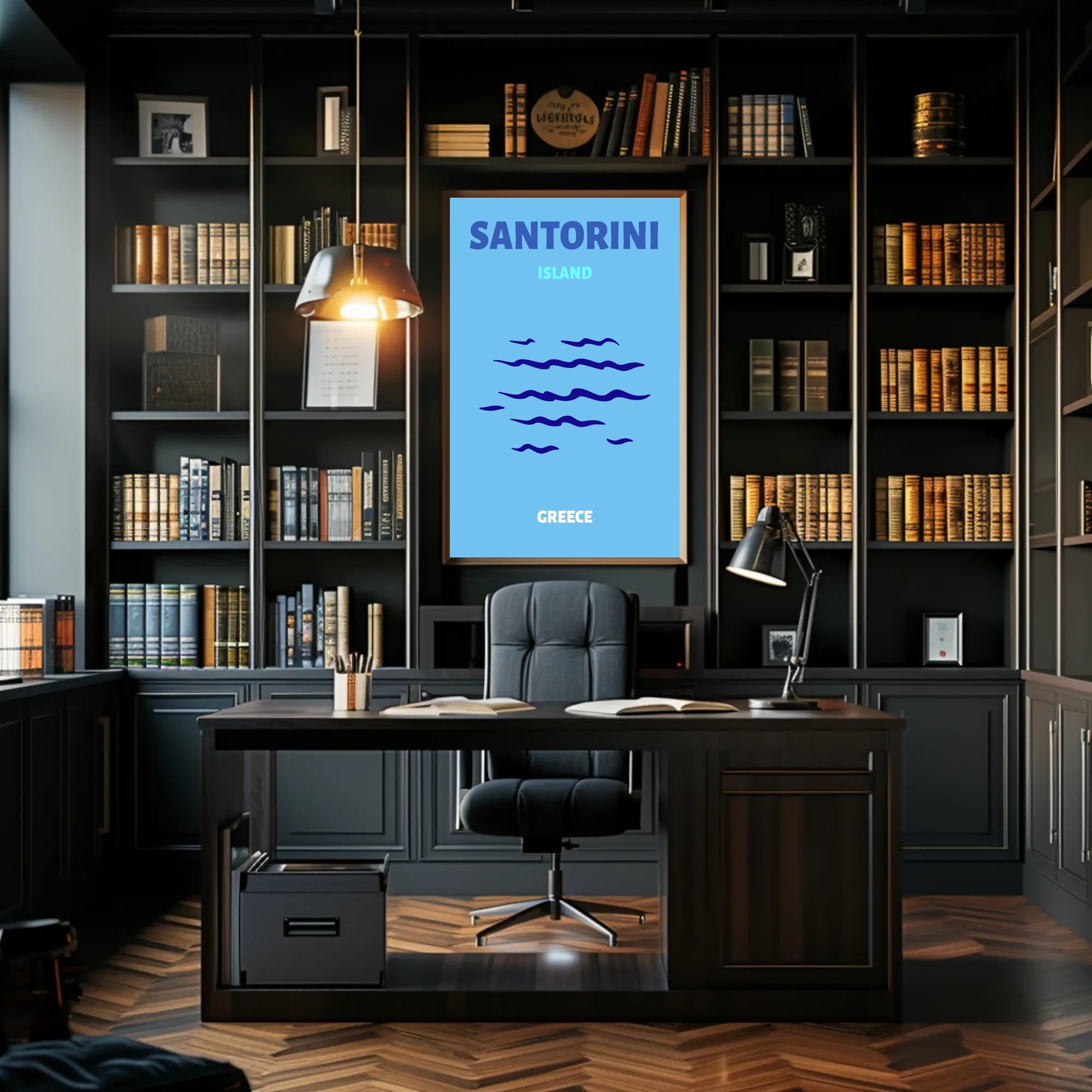 Santorini Greece Minimalist Landscape Travel Poster PosterGoat