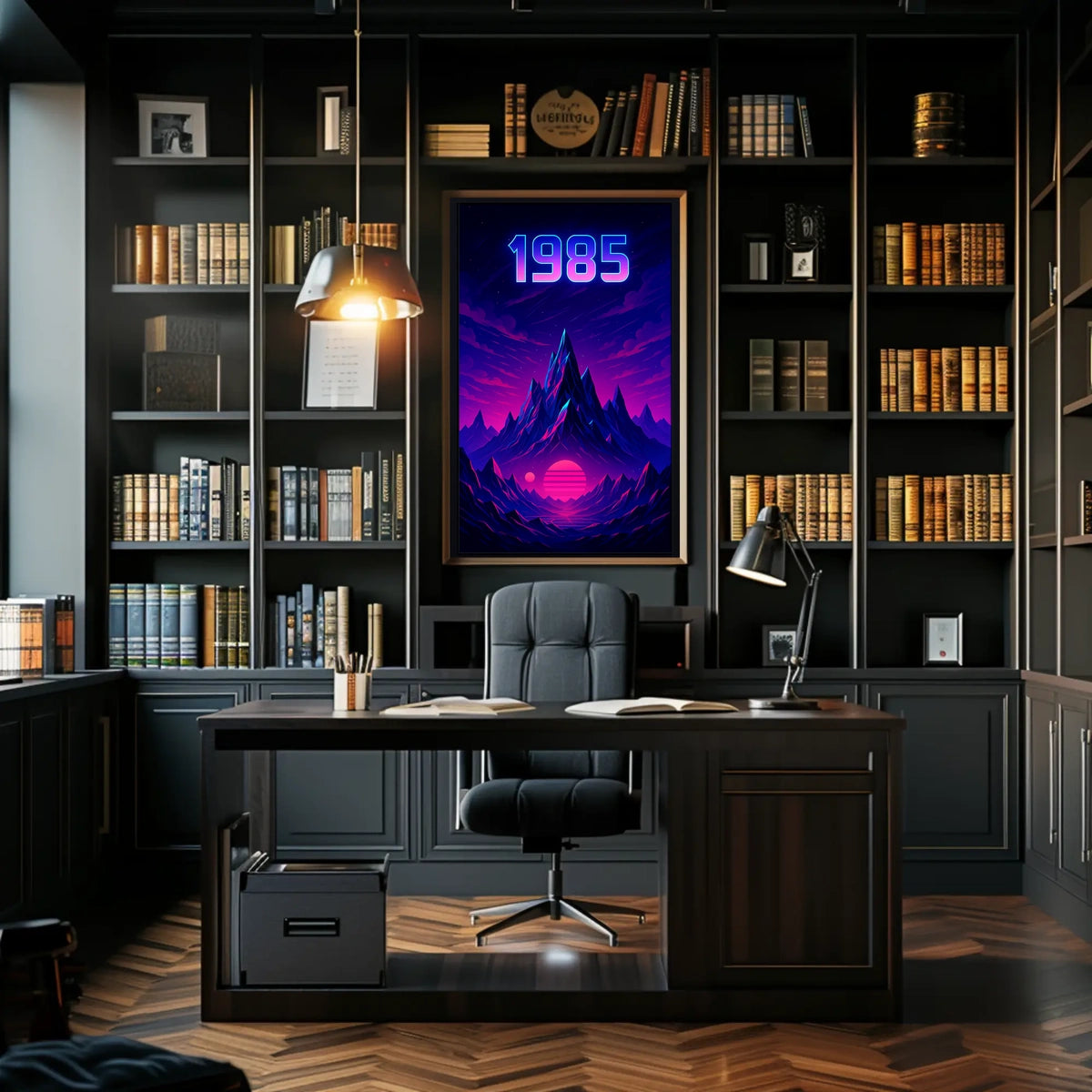 1985 Neon Synthwave Futuristic Sci-Fi Poster