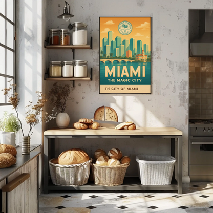 Miami Retro Seal Vintage Travel Poster