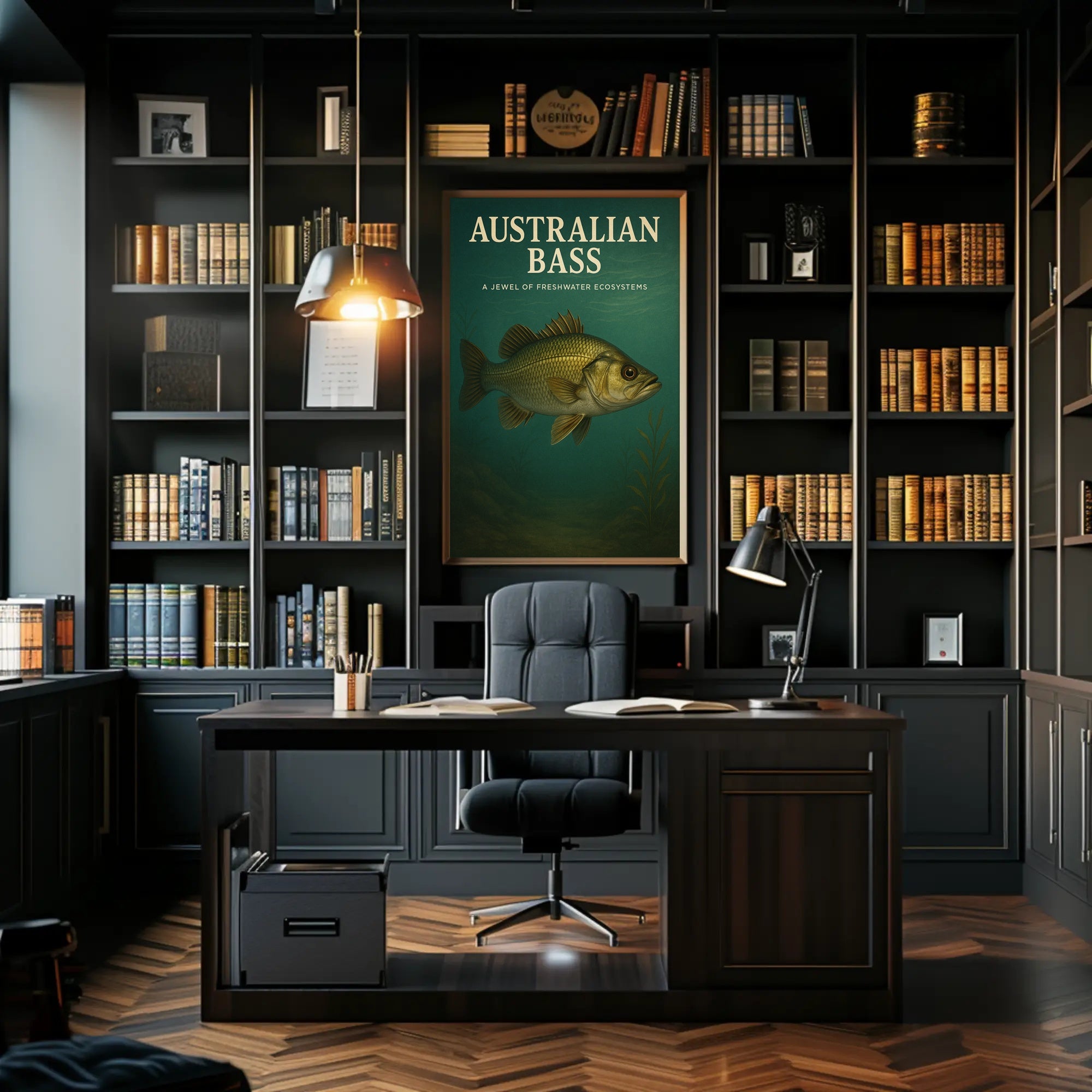 Australian Bass Ecosystem Art Educational or Infographic Poster
