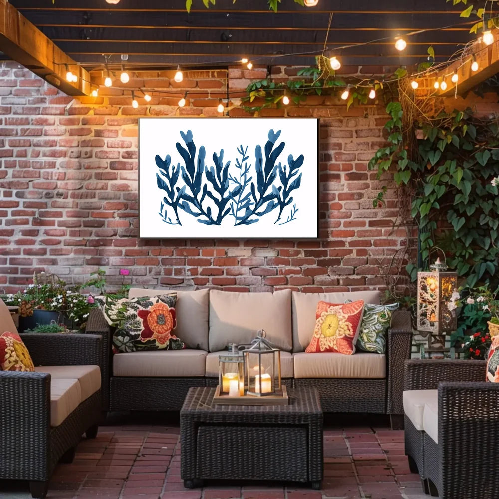 Abstract Blue Seaweed Minimalist Art Poster