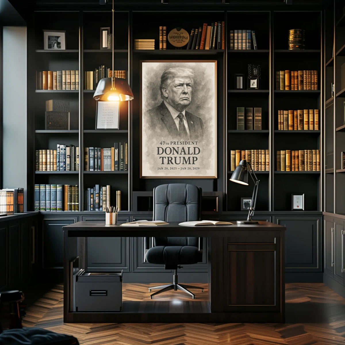 Donald Trump 47th President Iconic Patriotic Portrait Scenic Leadership Bold American Heritage Decor Gift Poster