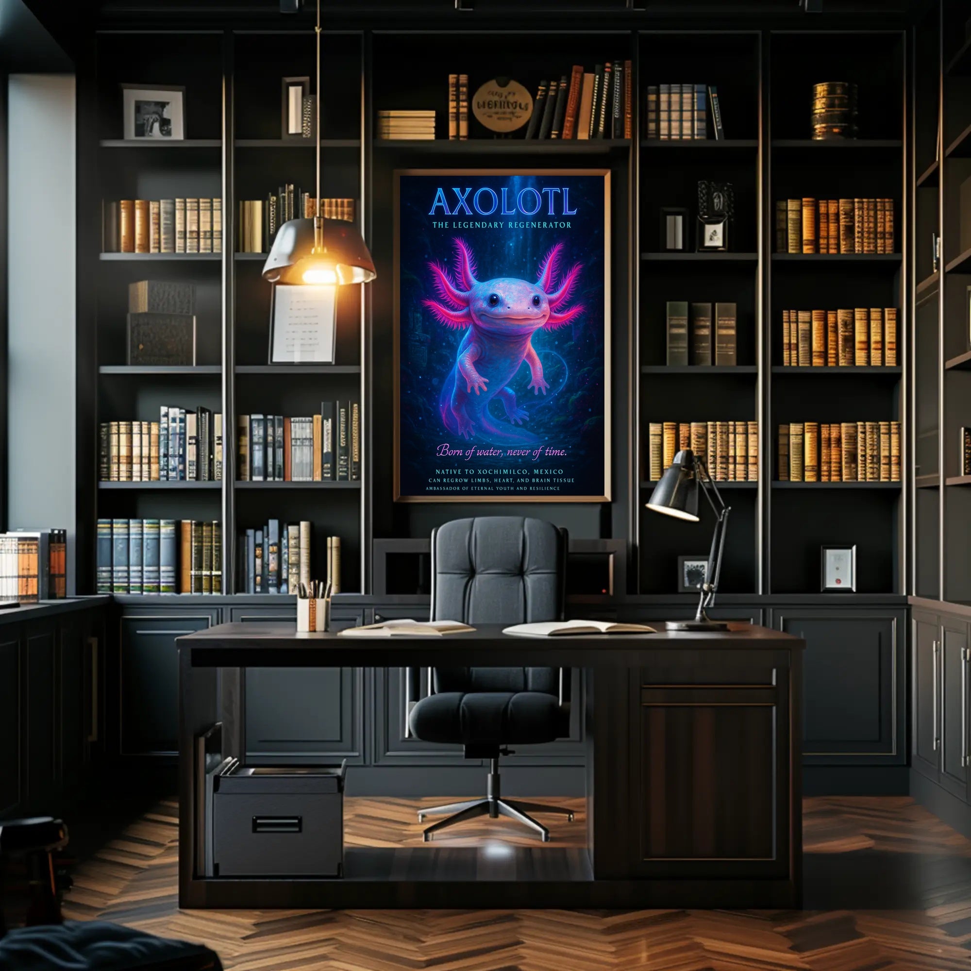 Axolotl in Xochimilco Artistic Animal Poster PosterGoat
