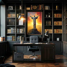 Christ the Redeemer Vibrant Landmark Travel Poster