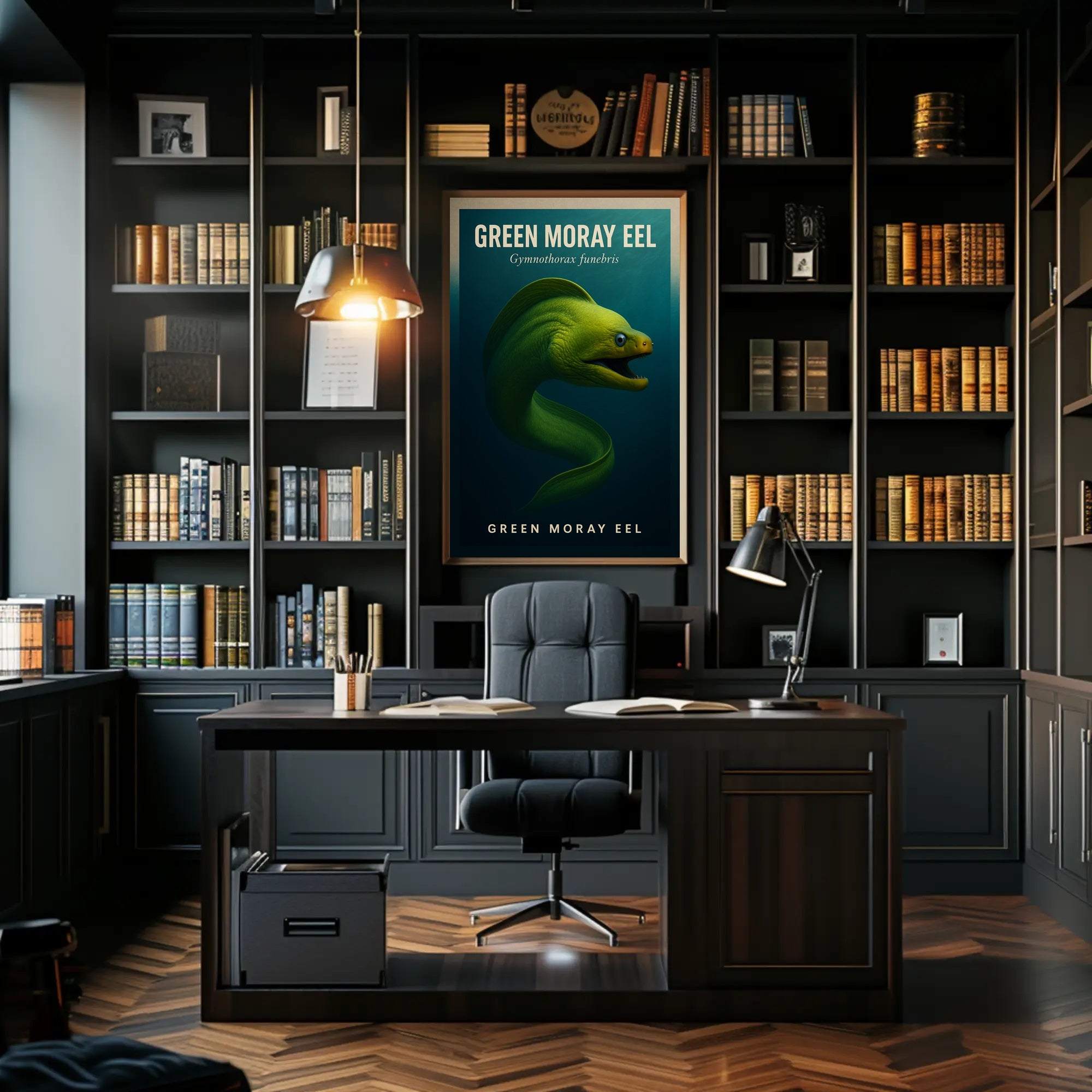 Green Moray Eel Photorealistic Artwork Animal Poster PosterGoat