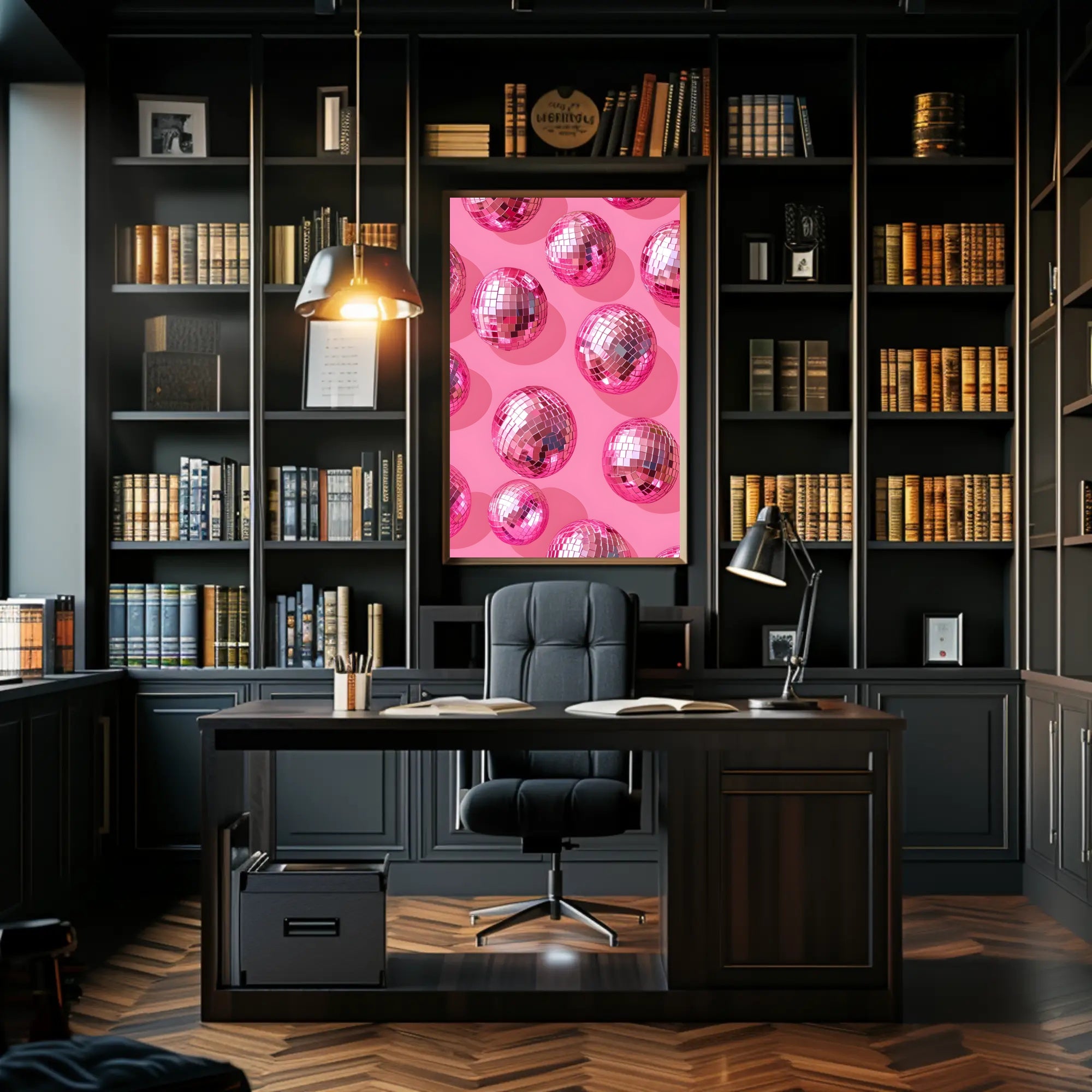 Pink Disco Balls Pattern Art Print - Abstract or Artistic Poster PosterGoat