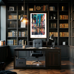 Vibrant Times Square Neon Lights Urban or Cityscape Poster PosterGoat
