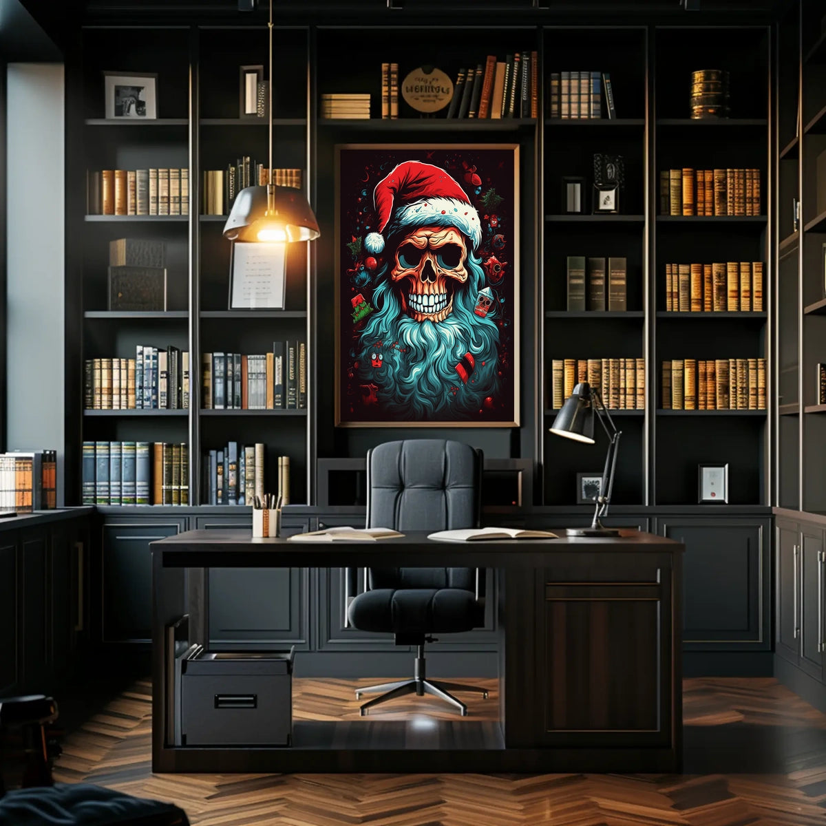 Festive Skull Santa Poster
