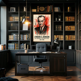 Lyndon B. Johnson Watercolor Presidential Historical or Presidential Poster