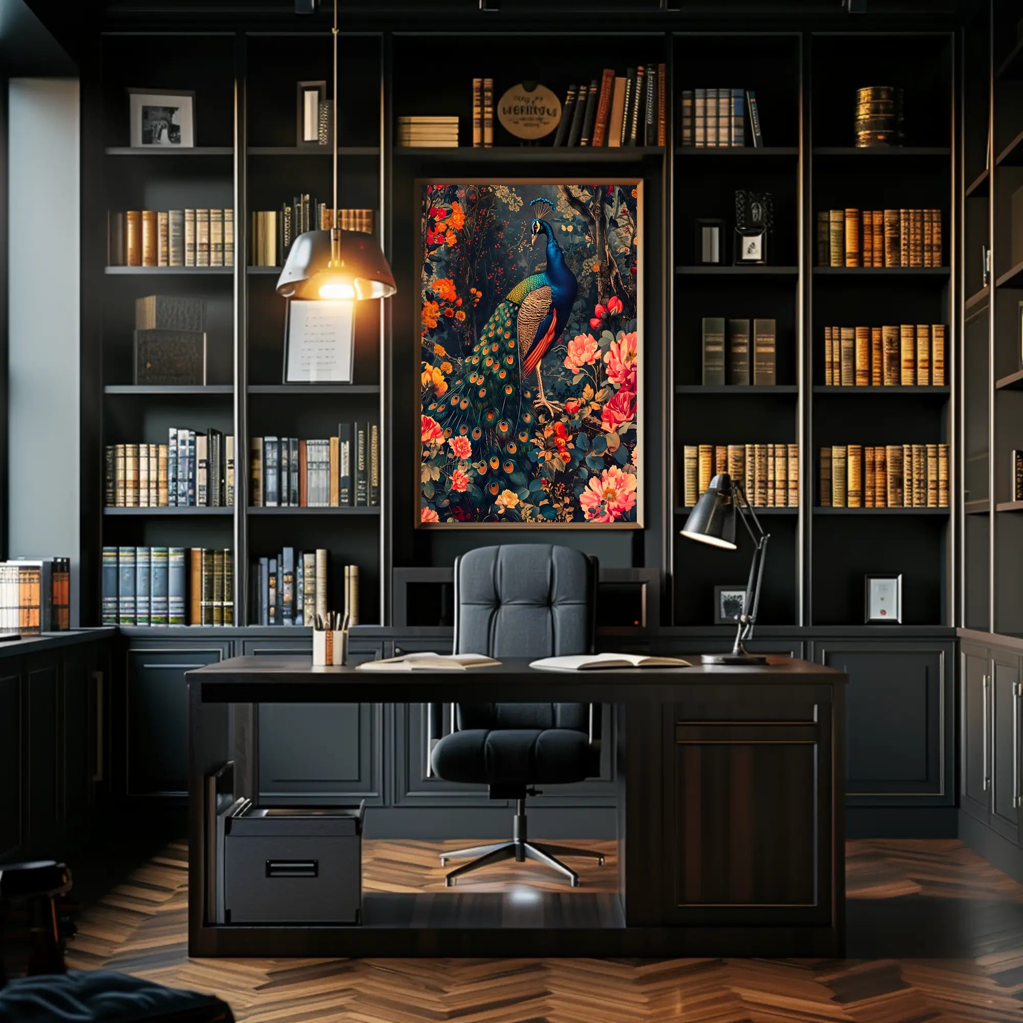 Vibrant Peacock In Bloom William Morris Art Poster