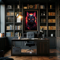 Mystical Black Cat with Fiery Red Eyes Poster